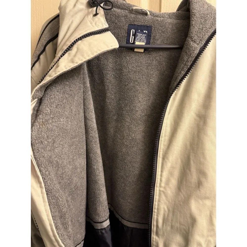 Vintage Gap Coat‎ Heavy Green Blue Size Large Hooded Double Layered